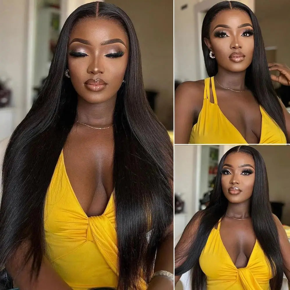40 42 Inch 13x6 HD Transparent Bone Straight Lace Front Wigs 250% Brazilian Human Hair Wigs 5x5 Glueless Lace Closure Wigs