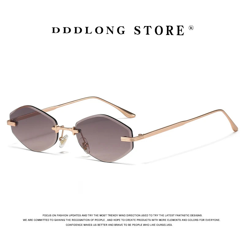 DDDLONG Retro Fashion Rimless Punk Y2k Sunglasses Women Men Sun Glasses Vintage UV400 Outdoor Shades D653