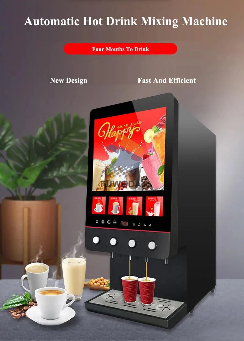 Electric 4-Flavor Hot Coffee Machine Instant Milk Tea Drink Maker Machine Four Flavors Beverage Coffee Machine Caffetteria
