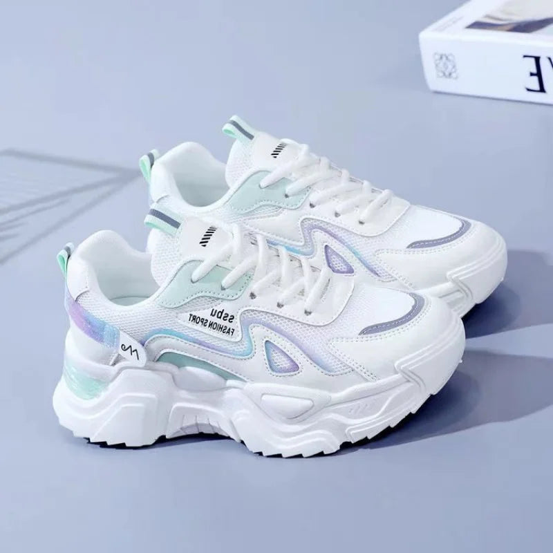2025 Sneakers Women Platform Flat shoesWoman Shoes Green Casual Trainers LadiesChunky Sneakers Women shoes