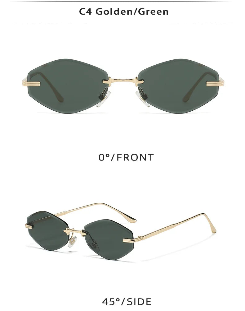 DDDLONG Retro Fashion Rimless Punk Y2k Sunglasses Women Men Sun Glasses Vintage UV400 Outdoor Shades D653