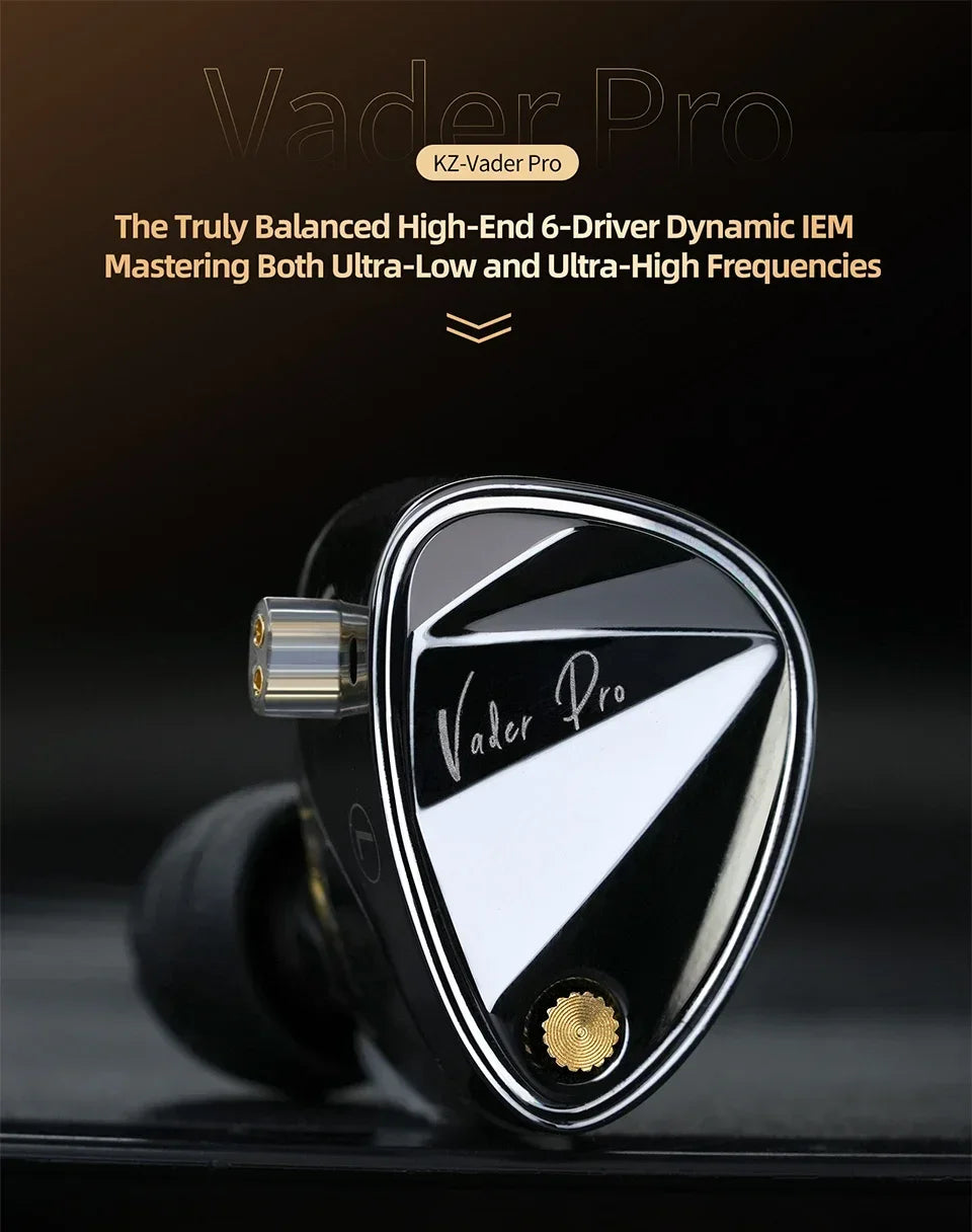 NEW KZ Vader PRO Hifi in Ear Earphones 6-Driver Dynamic Bass Earbuds , Tuned Sound Profies Music Headsets with 2PIN Cable