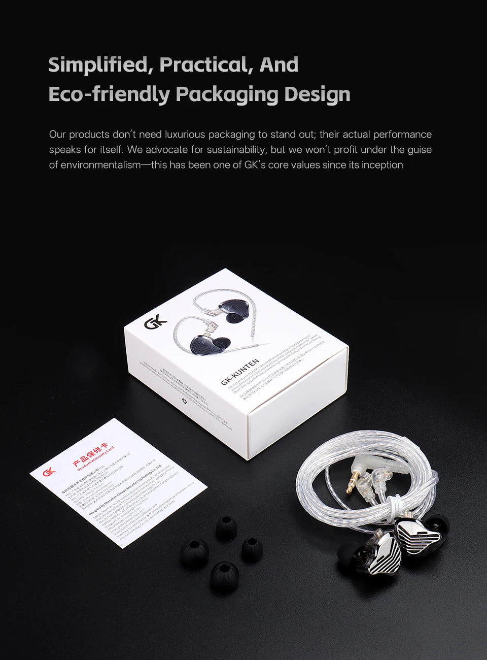 GK KUNTEN Dynamic Drive Headphones HIFI Heavy Bass Earbuds Sports Metal Headphones Detachable Headphones 2PIN KZ Zenith EDX