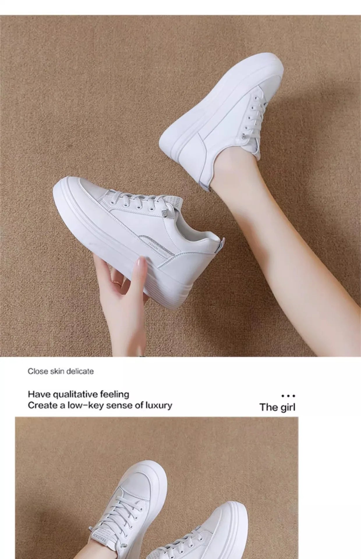 Womens 2026 Spring Summer White Platform Sneakers Inner Height Increasing Thick Sole Casual Breathable Sport Walking Shoes