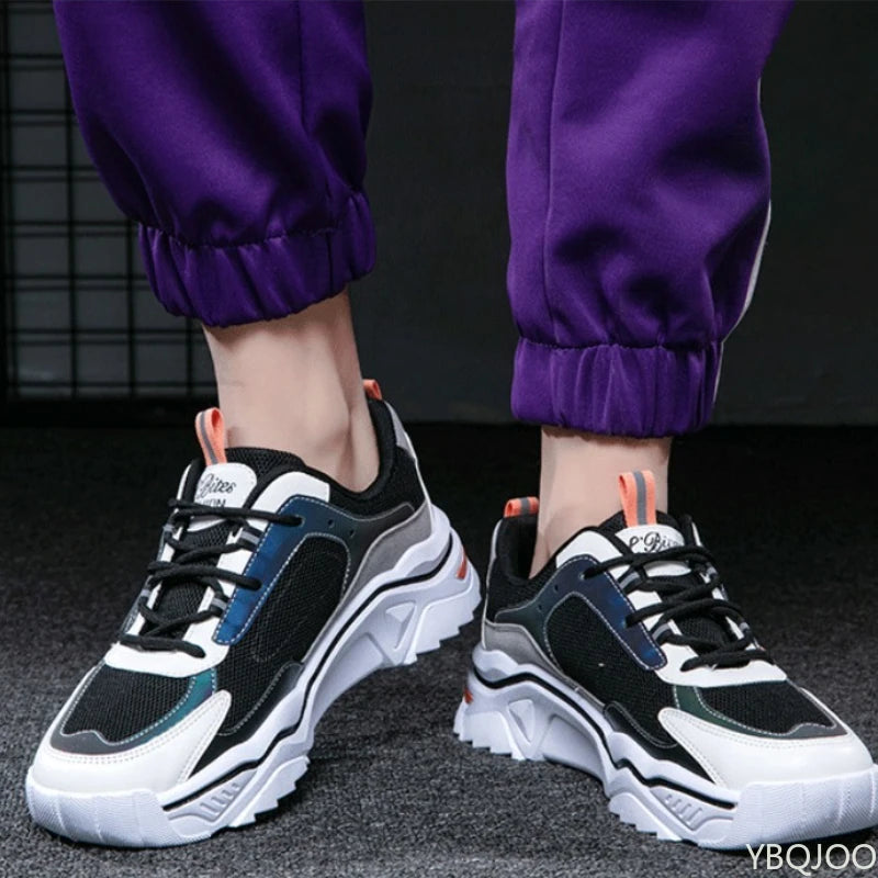 Men's shoes 2025 summer breathable mesh sports leisure teenagers heightening dad ins trendy shoes comfortable and handsome