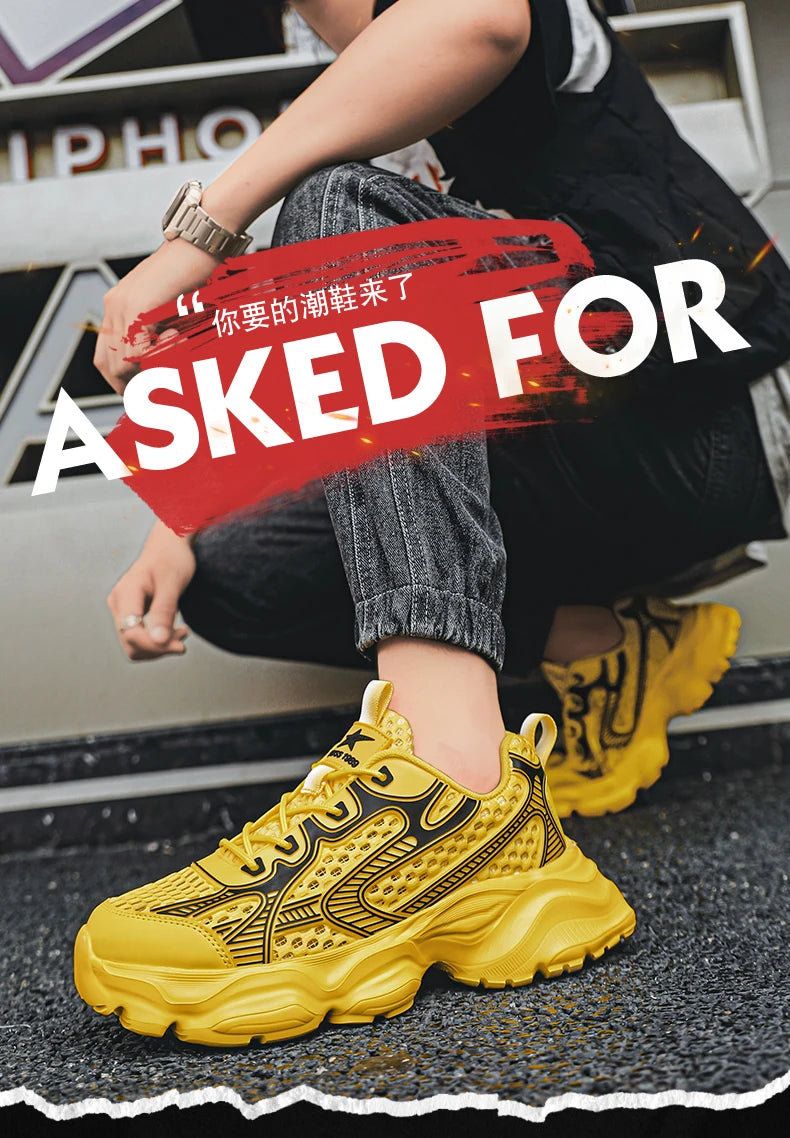 New Breathable Mesh Sports Shoes for Men in Summer, Trendy and Versatile Thick-soled Casual Running Shoes