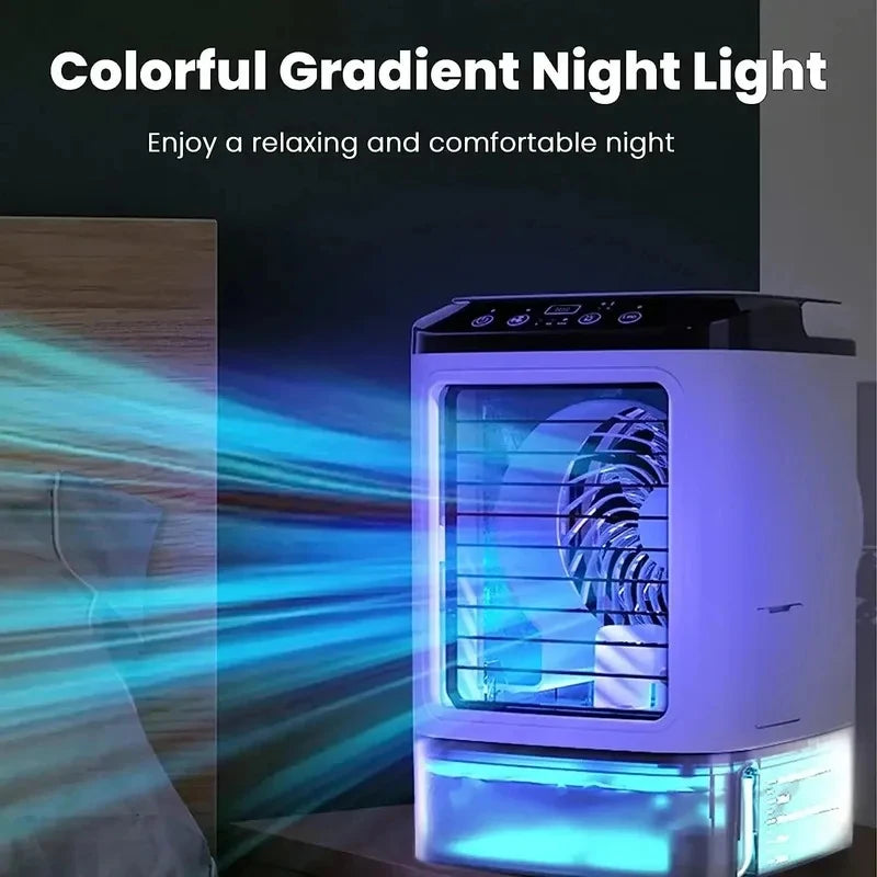 2026 New Air Conditioner Portable Fan Desktop Dual Spray Ultrasonic Atomization 3-Speed Mute Air Cooler Night Light Electric Fan
