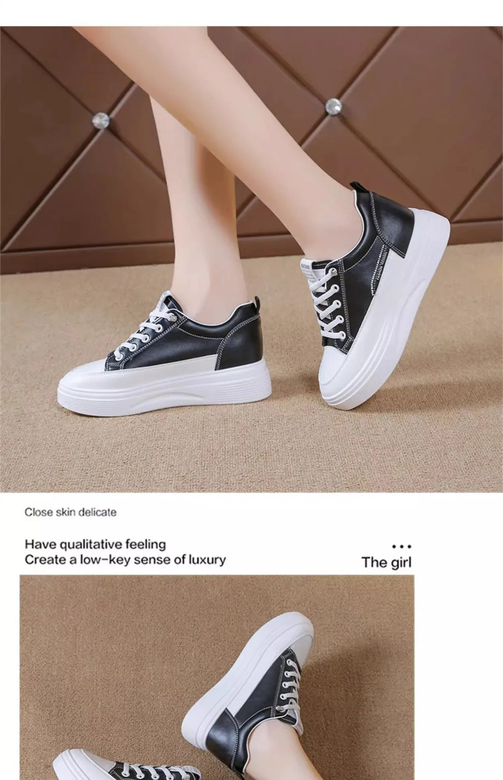 Womens 2026 Spring Summer White Platform Sneakers Inner Height Increasing Thick Sole Casual Breathable Sport Walking Shoes