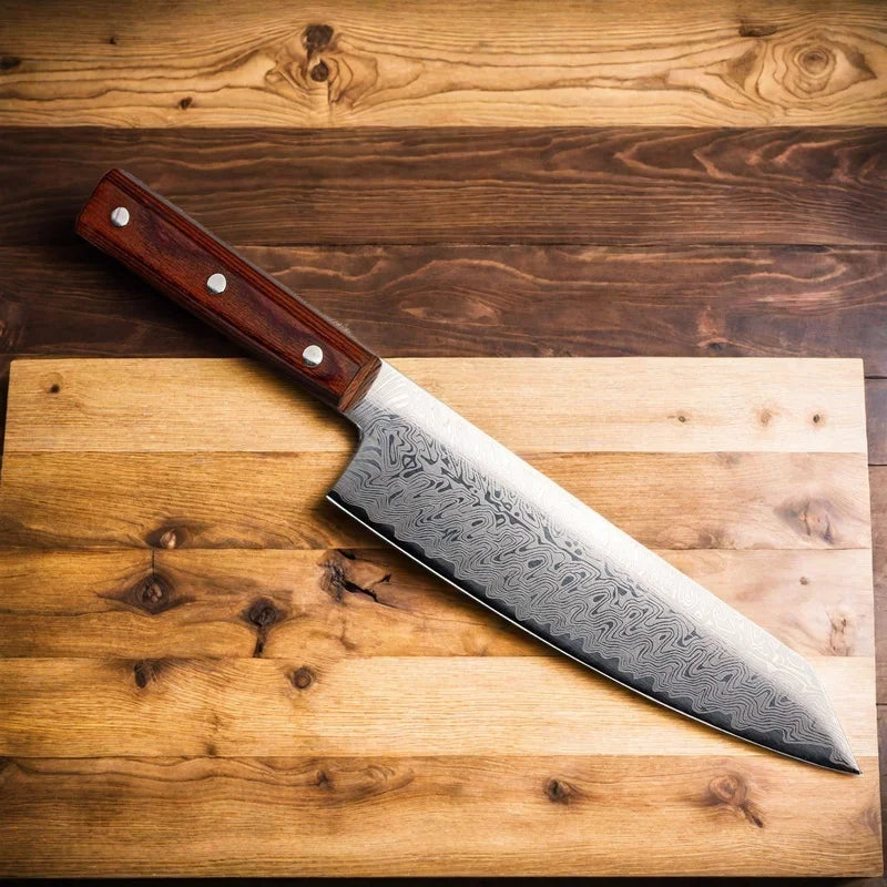 DamascusPattern Chef Knife Kitchen Knives Pattern Sharp Japanese Santoku Knife Cleaver Slicing Knife Solid Wood Handle Cuchillos