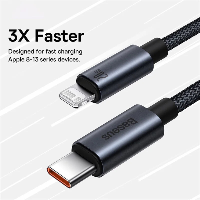Baseus 20W USB C Cable For iPhone 14 13 12 11 Pro Max XS Xr Fast Charging Cable For iPhone iPad Wire Cord For iPad Macbook
