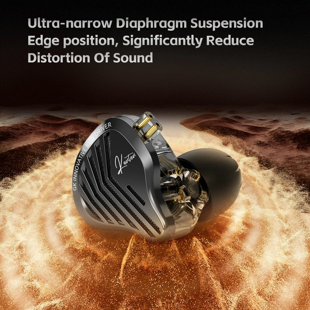 GK KUNTEN Dynamic Drive Headphones HIFI Heavy Bass Earbuds Sports Metal Headphones Detachable Headphones 2PIN KZ Zenith EDX