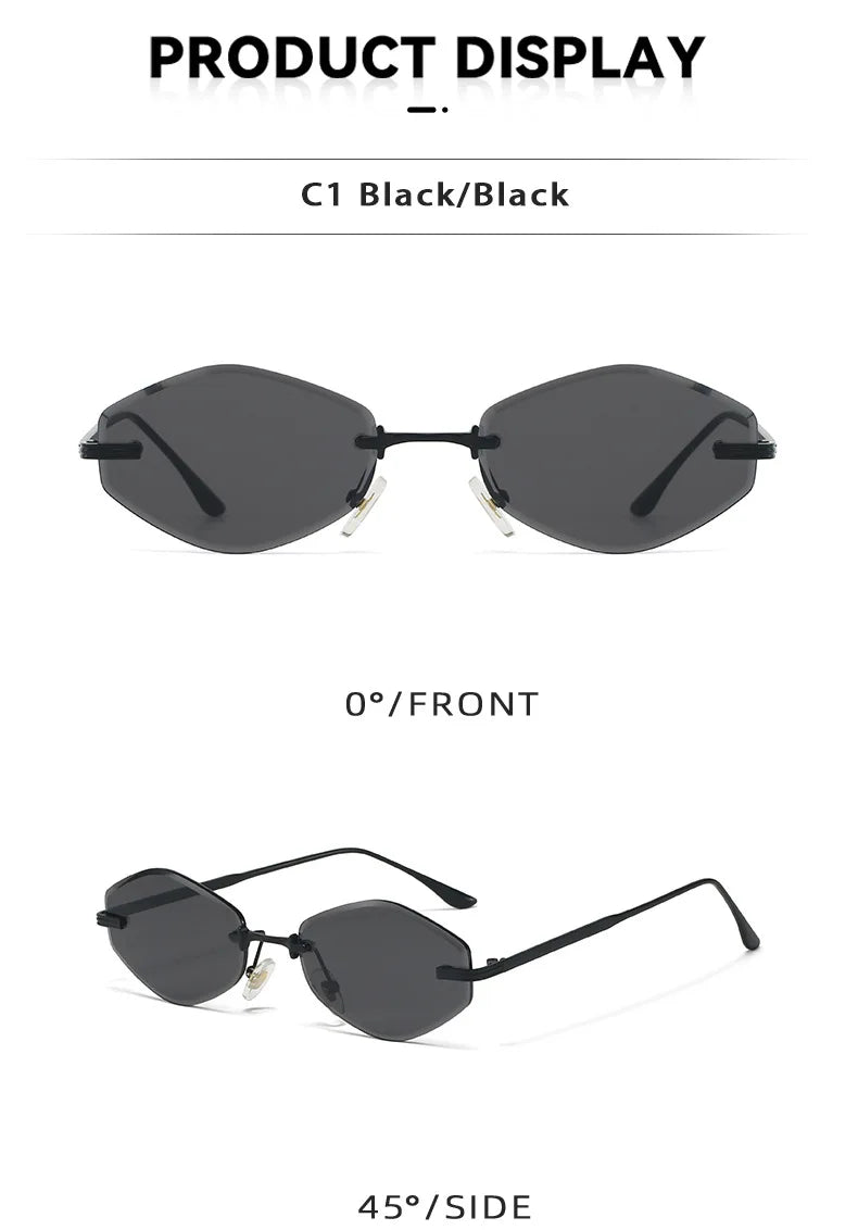 DDDLONG Retro Fashion Rimless Punk Y2k Sunglasses Women Men Sun Glasses Vintage UV400 Outdoor Shades D653