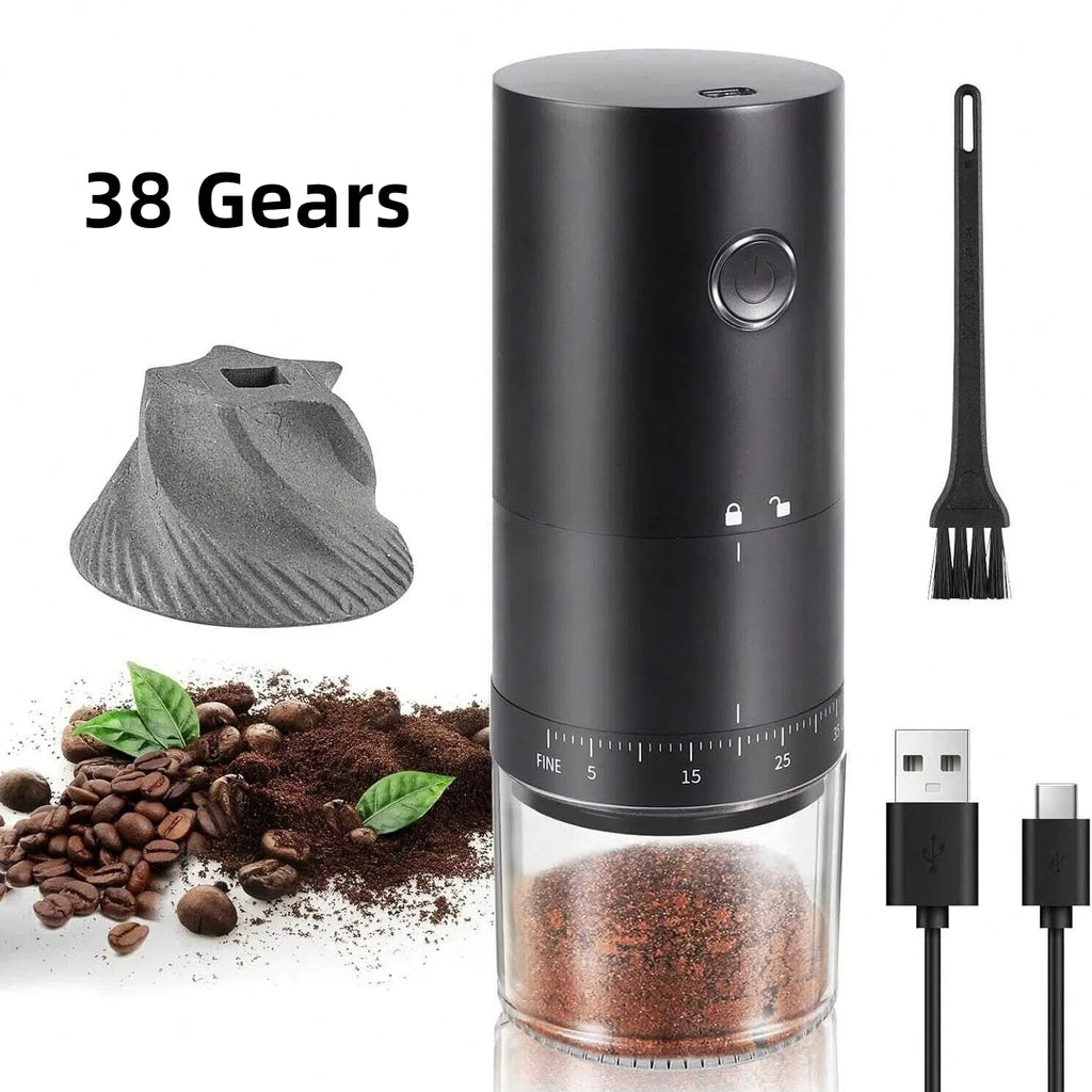 Electric Coffee Grinder 38 Gears Adjustment Ceramic Filter Long Battery Life One-Button Start Bean Grinder