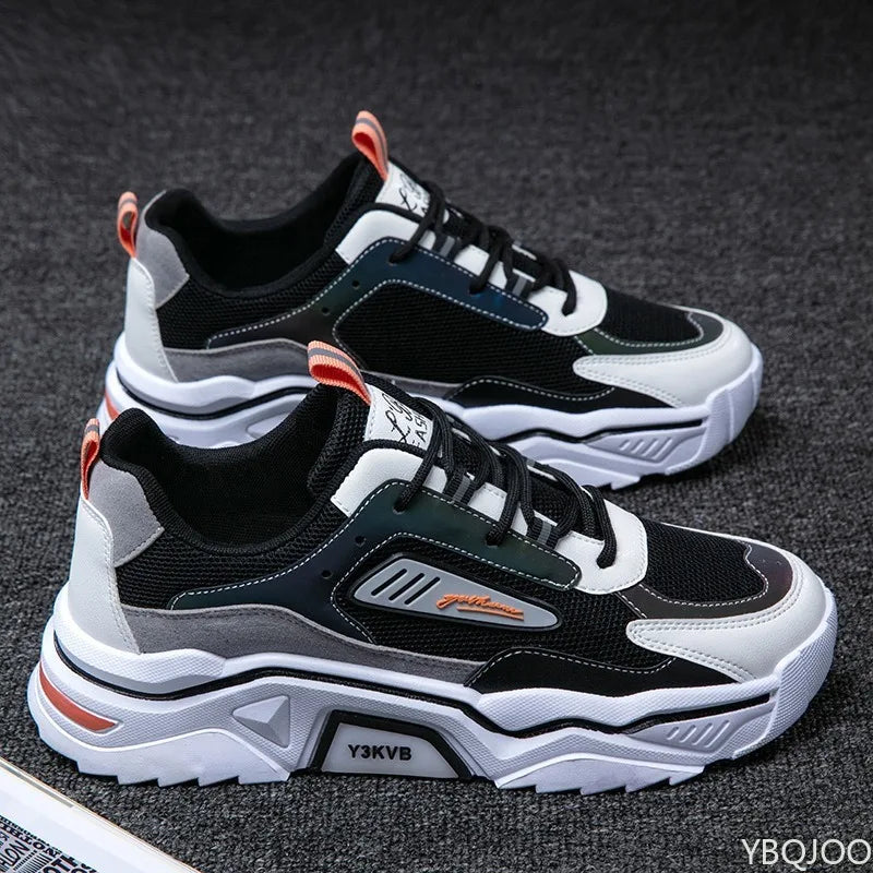 Men's shoes 2025 summer breathable mesh sports leisure teenagers heightening dad ins trendy shoes comfortable and handsome