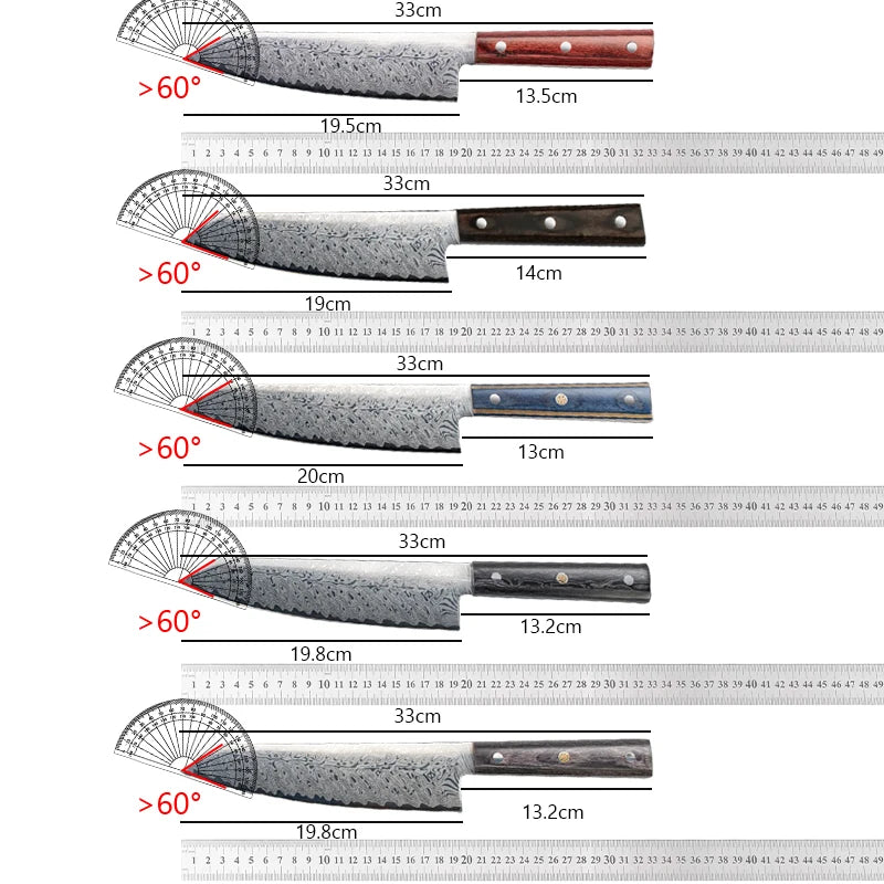 DamascusPattern Chef Knife Kitchen Knives Pattern Sharp Japanese Santoku Knife Cleaver Slicing Knife Solid Wood Handle Cuchillos