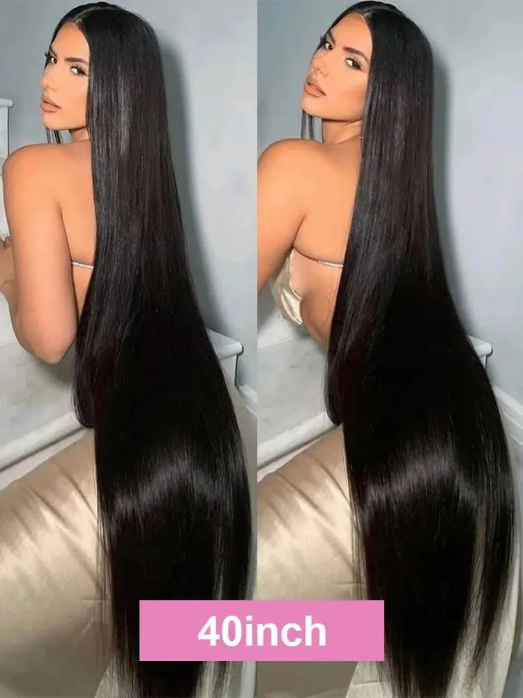 40 42 Inch 13x6 HD Transparent Bone Straight Lace Front Wigs 250% Brazilian Human Hair Wigs 5x5 Glueless Lace Closure Wigs