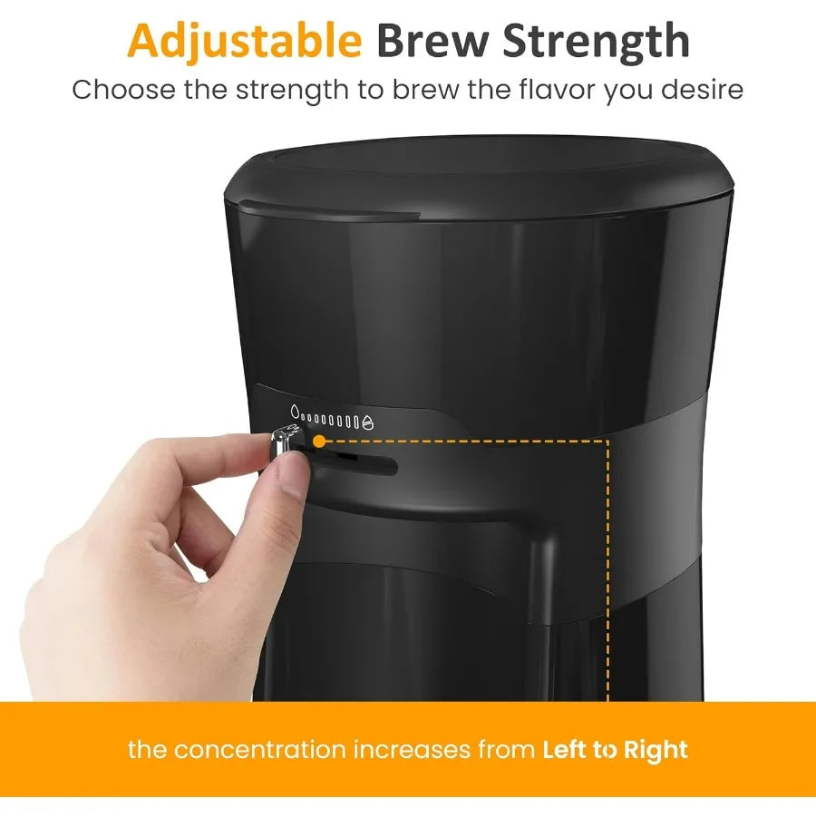 Iced Coffee and Tea Maker with Reusable Coffee Filter and Portable 20oz Double Insulated Cups Single Serve Machine for Home Str
