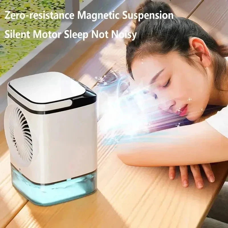 2026 New Air Conditioner Portable Fan Desktop Dual Spray Ultrasonic Atomization 3-Speed Mute Air Cooler Night Light Electric Fan