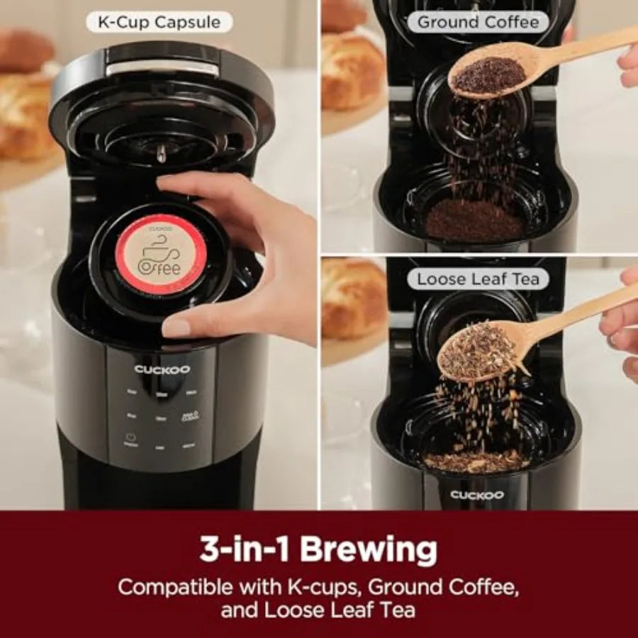 Single Serve Coffee Maker for K-Cup Ground Beans and Loose-Leaf Tea Versatile 3-in-1 Pod Coffee Maker Small Single Cup Machine