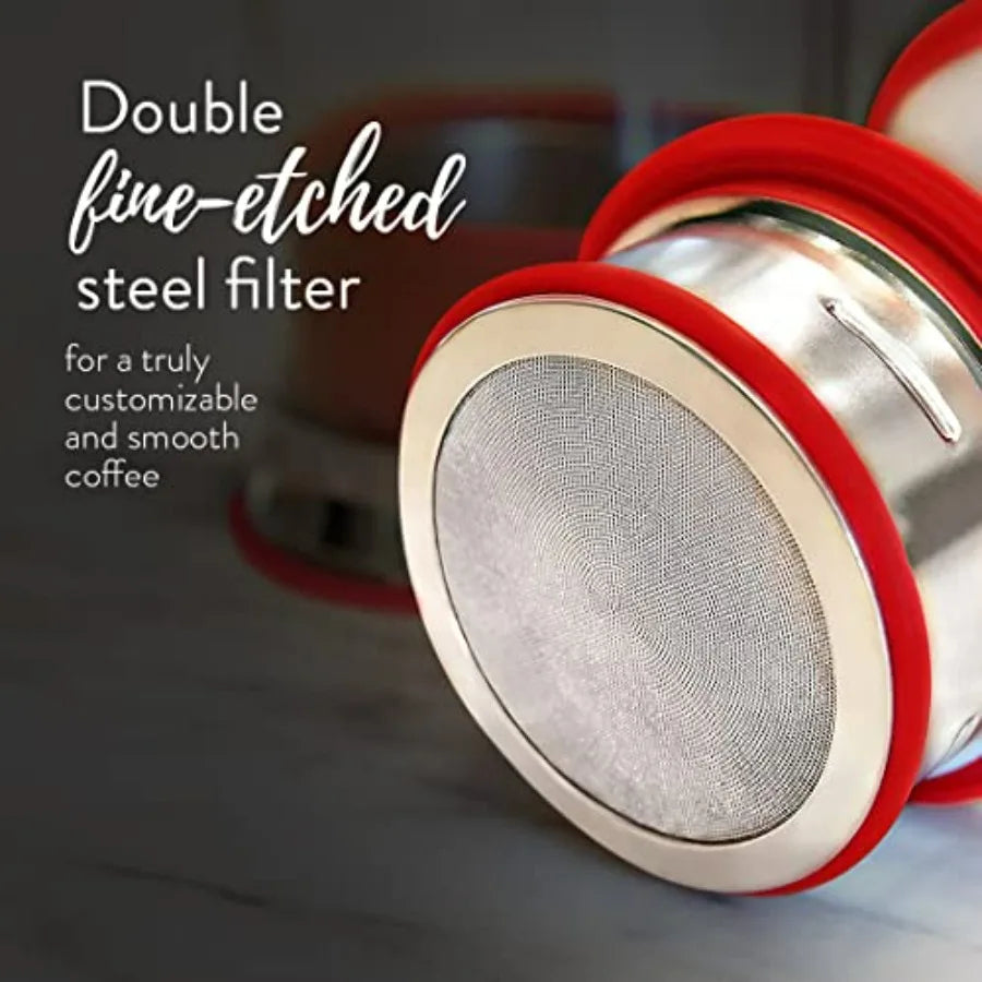 French Press Coffee Tea Maker - Easy Cleanup Customizable Smooth Coffee - Patented - Plastic-Free Premium Stainless Steel 34 oz