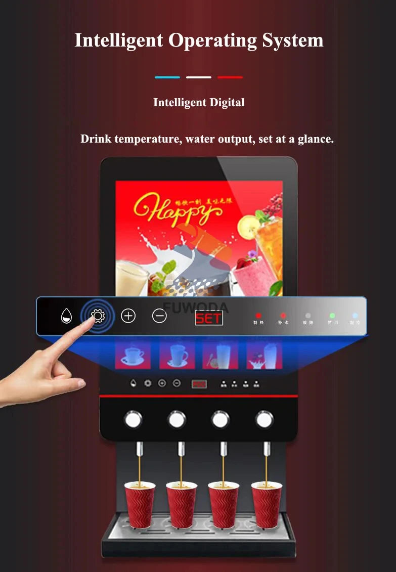 Electric 4-Flavor Hot Coffee Machine Instant Milk Tea Drink Maker Machine Four Flavors Beverage Coffee Machine Caffetteria