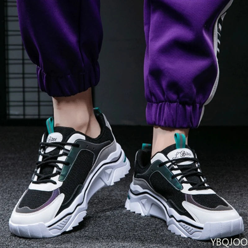 Men's shoes 2025 summer breathable mesh sports leisure teenagers heightening dad ins trendy shoes comfortable and handsome