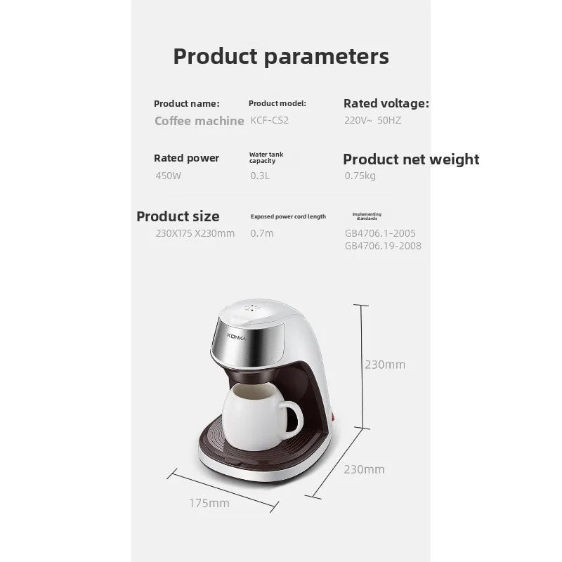 Konka Coffee Maker Compact Automatic American-style Drip Coffee Maker for Home and Office Use Portable Tea and Coffee Maker