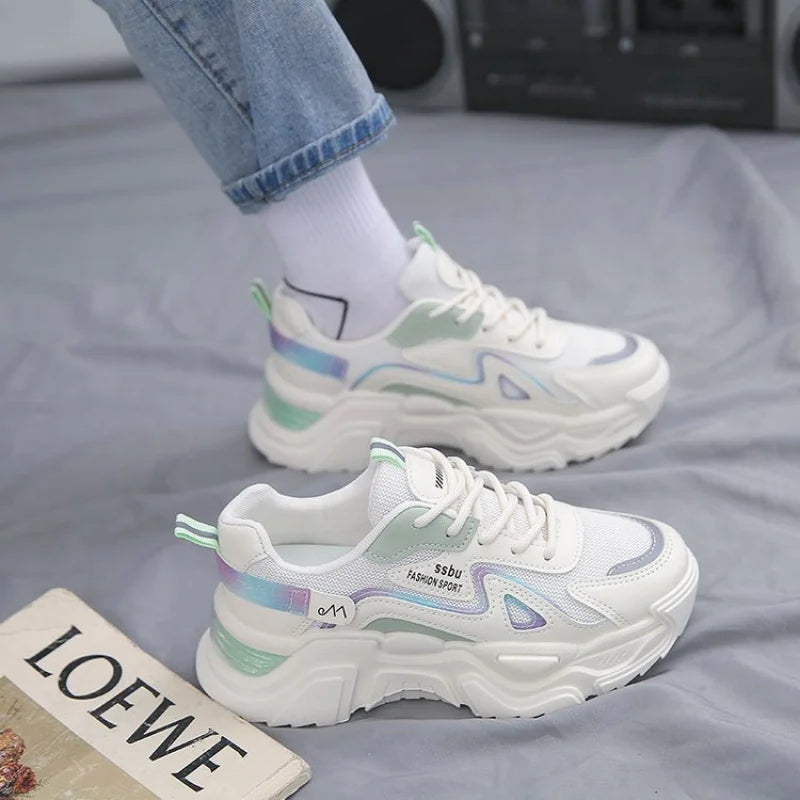2025 Sneakers Women Platform Flat shoesWoman Shoes Green Casual Trainers LadiesChunky Sneakers Women shoes