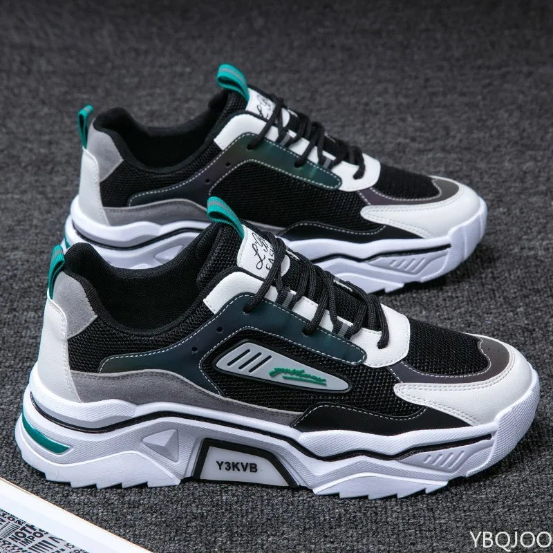 Men's shoes 2025 summer breathable mesh sports leisure teenagers heightening dad ins trendy shoes comfortable and handsome