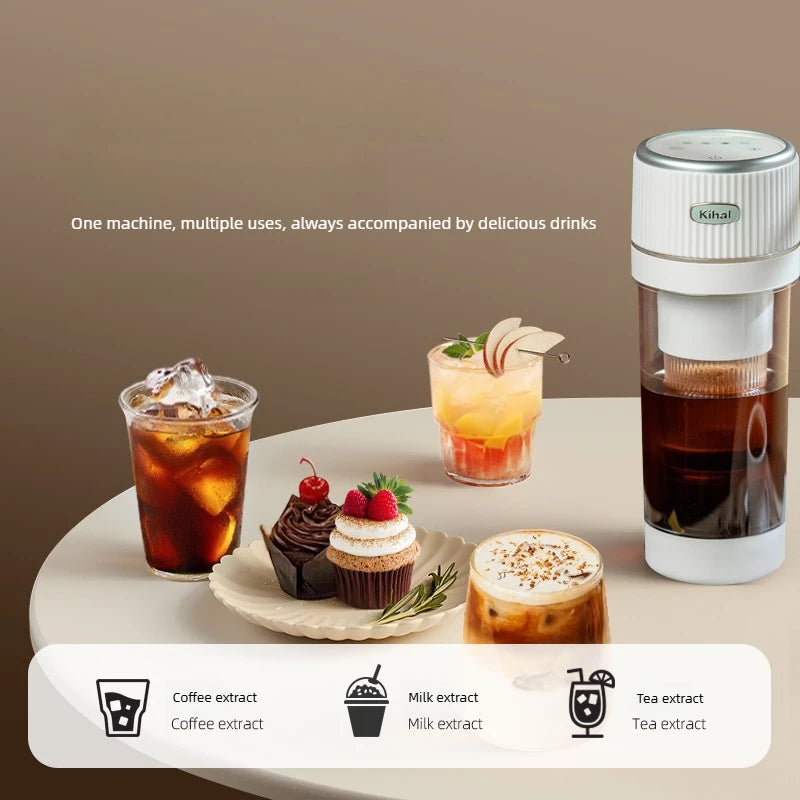 Portable Coffee Maker Cold Brew Cup American Flower Tea Automatic Extraction Office Outdoor Multi Mode Dual Pump Wireless