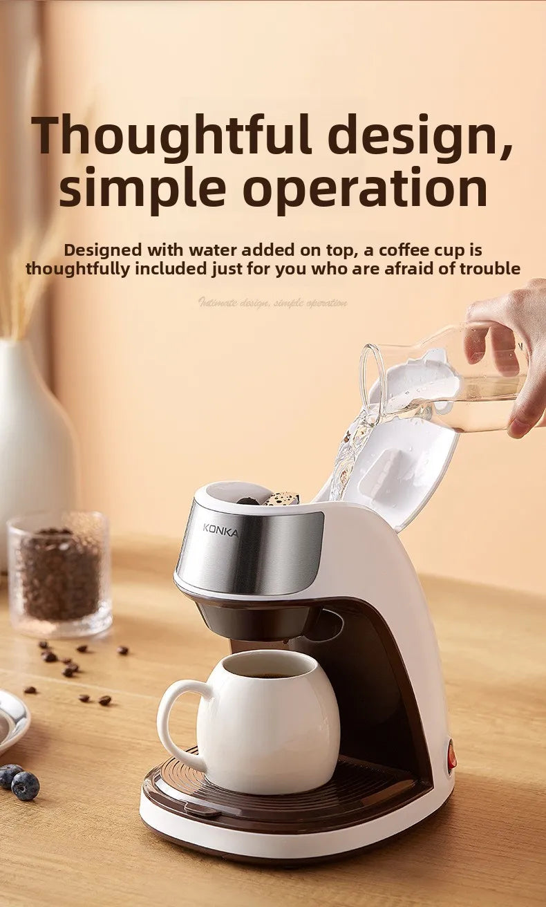 Konka Coffee Maker Compact Automatic American-style Drip Coffee Maker for Home and Office Use Portable Tea and Coffee Maker