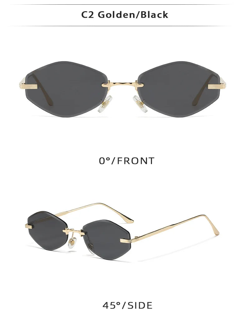 DDDLONG Retro Fashion Rimless Punk Y2k Sunglasses Women Men Sun Glasses Vintage UV400 Outdoor Shades D653