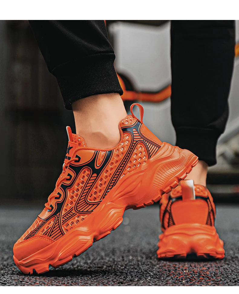 New Breathable Mesh Sports Shoes for Men in Summer, Trendy and Versatile Thick-soled Casual Running Shoes