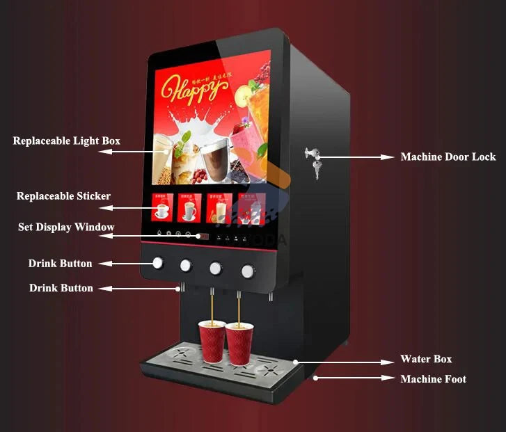 Electric 4-Flavor Hot Coffee Machine Instant Milk Tea Drink Maker Machine Four Flavors Beverage Coffee Machine Caffetteria