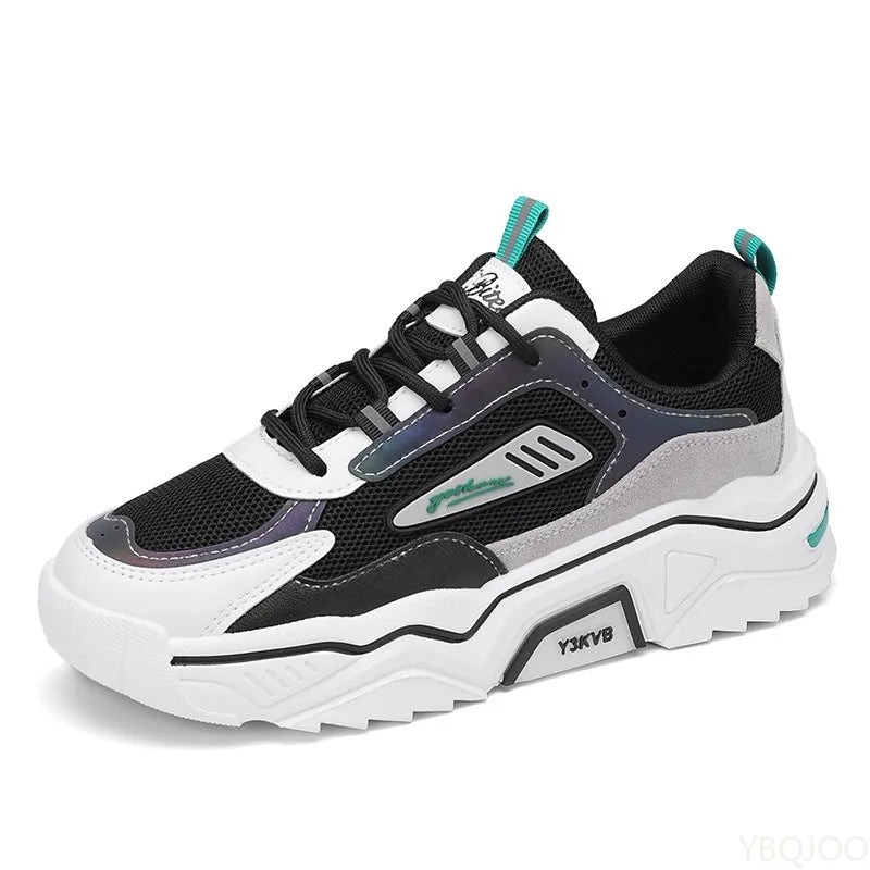 Men's shoes 2025 summer breathable mesh sports leisure teenagers heightening dad ins trendy shoes comfortable and handsome