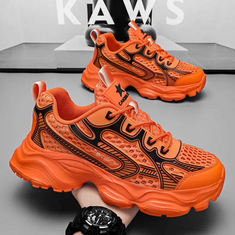 New Breathable Mesh Sports Shoes for Men in Summer, Trendy and Versatile Thick-soled Casual Running Shoes