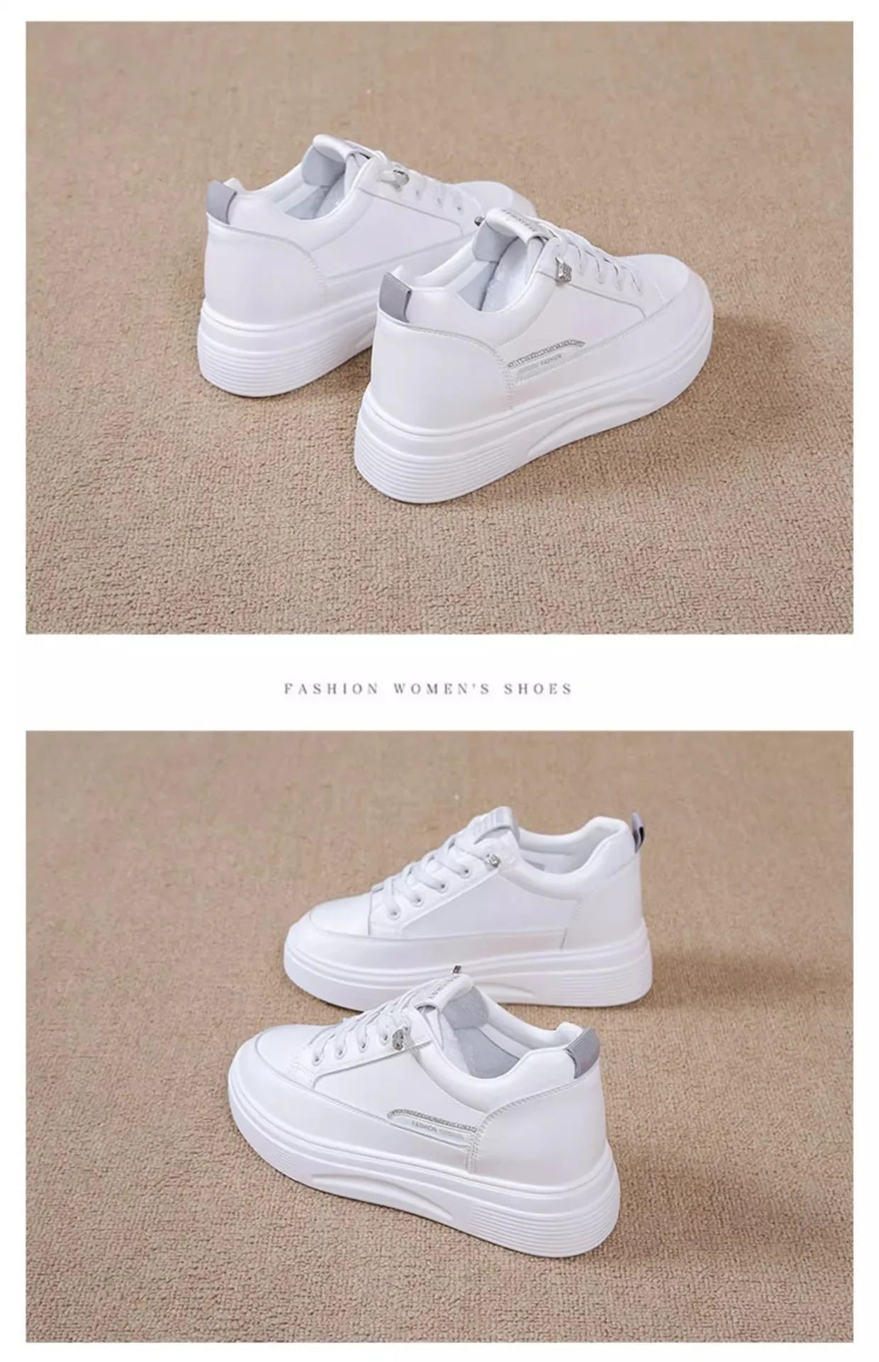 Womens 2026 Spring Summer White Platform Sneakers Inner Height Increasing Thick Sole Casual Breathable Sport Walking Shoes
