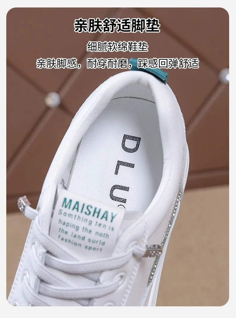 Womens 2026 Spring Summer White Platform Sneakers Inner Height Increasing Thick Sole Casual Breathable Sport Walking Shoes