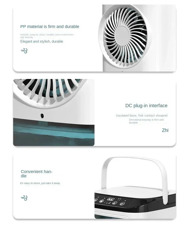2026 New Air Conditioner Portable Fan Desktop Dual Spray Ultrasonic Atomization 3-Speed Mute Air Cooler Night Light Electric Fan