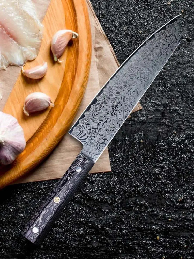 DamascusPattern Chef Knife Kitchen Knives Pattern Sharp Japanese Santoku Knife Cleaver Slicing Knife Solid Wood Handle Cuchillos