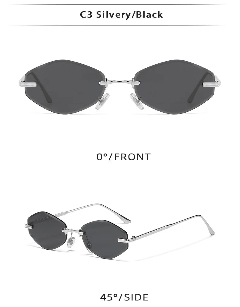 DDDLONG Retro Fashion Rimless Punk Y2k Sunglasses Women Men Sun Glasses Vintage UV400 Outdoor Shades D653