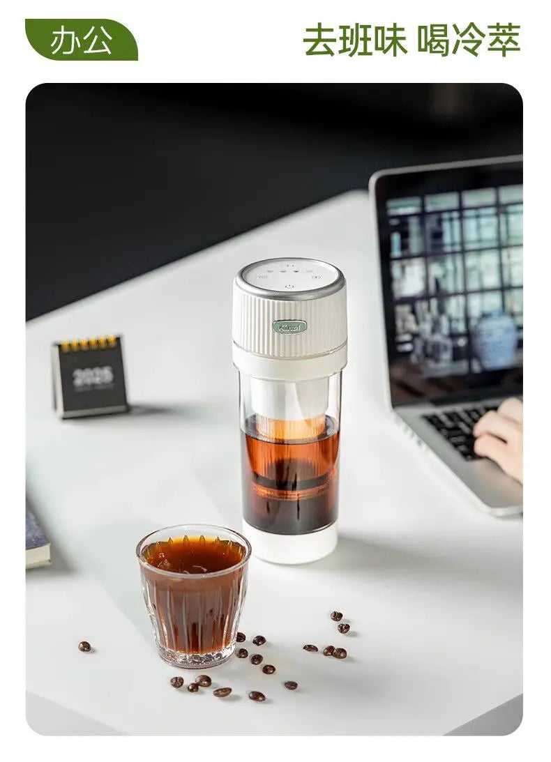 Portable Coffee Maker Cold Brew Cup American Flower Tea Automatic Extraction Office Outdoor Multi Mode Dual Pump Wireless