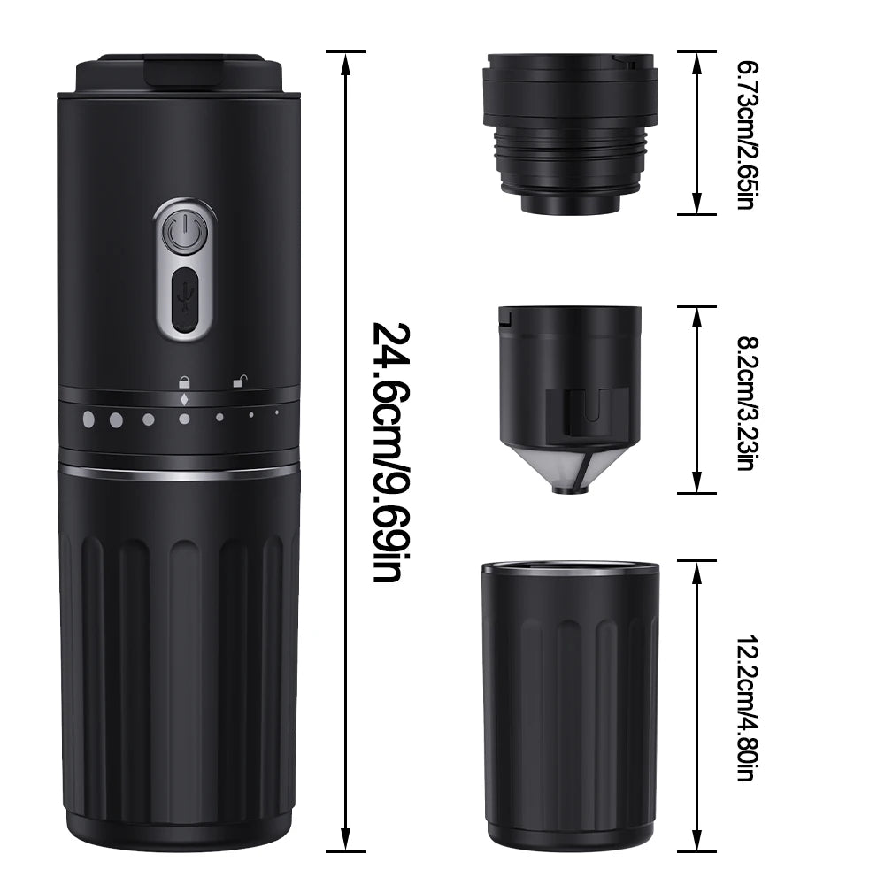 Wireless Electric Portable Espresso Coffee Machine for Car & Home Camping Coffee Maker 3-in-1 Capsule Powder Travel Coffee Maker