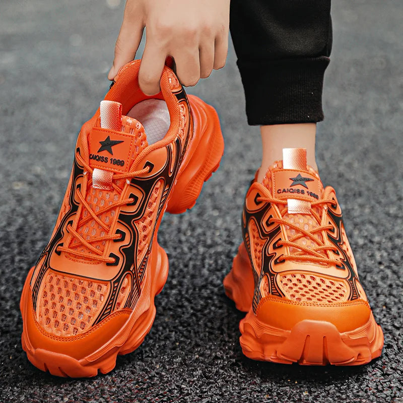 New Breathable Mesh Sports Shoes for Men in Summer, Trendy and Versatile Thick-soled Casual Running Shoes