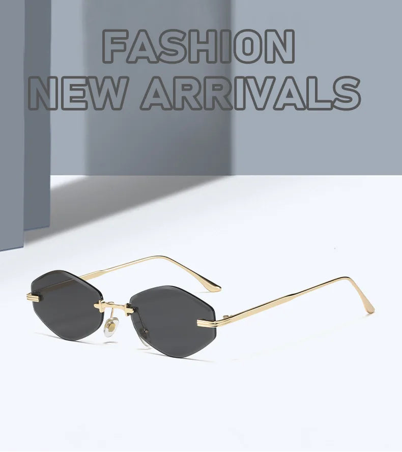 DDDLONG Retro Fashion Rimless Punk Y2k Sunglasses Women Men Sun Glasses Vintage UV400 Outdoor Shades D653