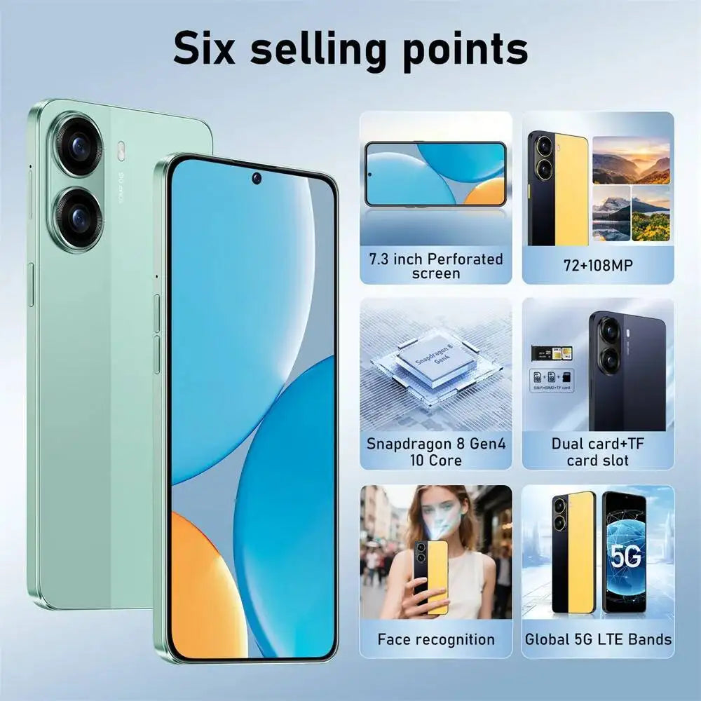 2026 Hot X7 Pro 7.3 Inch 7800Mah Battery Global Edition Original Smart Dual Card 22GB+2TB Android Facial Recognition Function