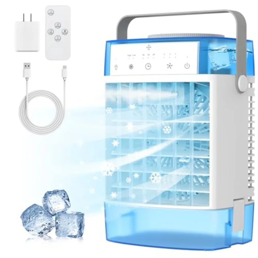 Portable Air Conditioners 1000ml Portable AC Unit with Remote Control Powerful 3 Speeds 7 Colors LED Evaporative Air Cooler wit