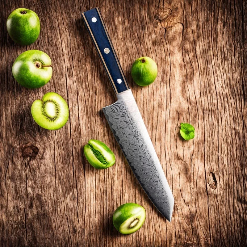 DamascusPattern Chef Knife Kitchen Knives Pattern Sharp Japanese Santoku Knife Cleaver Slicing Knife Solid Wood Handle Cuchillos