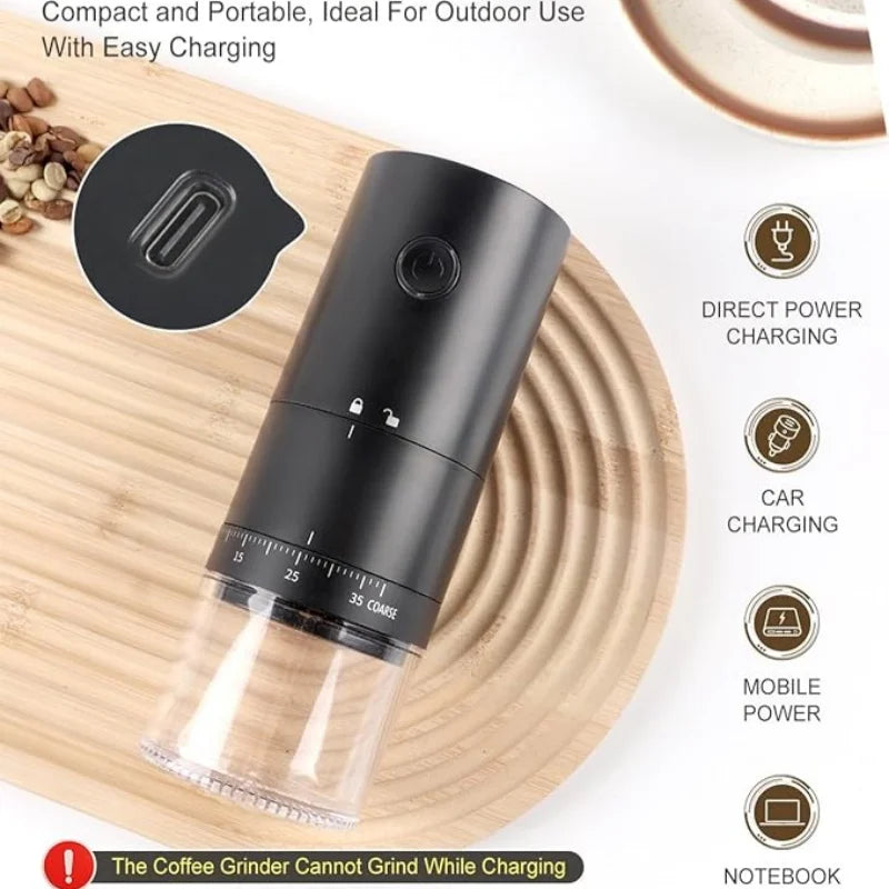 Electric Coffee Grinder 38 Gears Adjustment Ceramic Filter Long Battery Life One-Button Start Bean Grinder