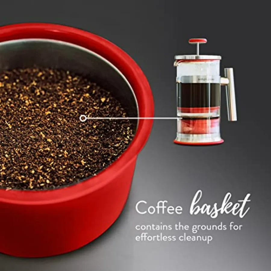 French Press Coffee Tea Maker - Easy Cleanup Customizable Smooth Coffee - Patented - Plastic-Free Premium Stainless Steel 34 oz